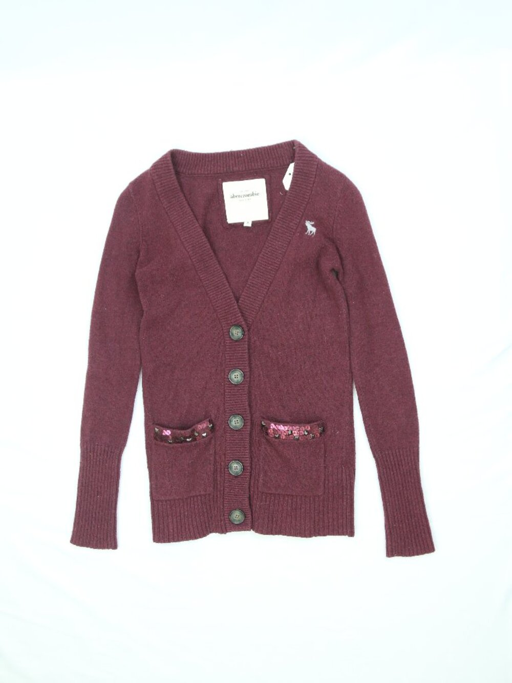 Women's Abercrombie & Fitch Maroon Button-up Cardigan Sweater Size Medium